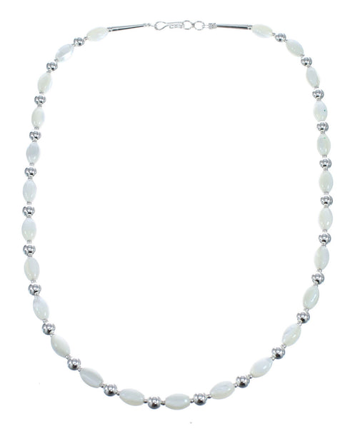 Sterling Silver Mother Of Pearl Bead Necklace AX121618